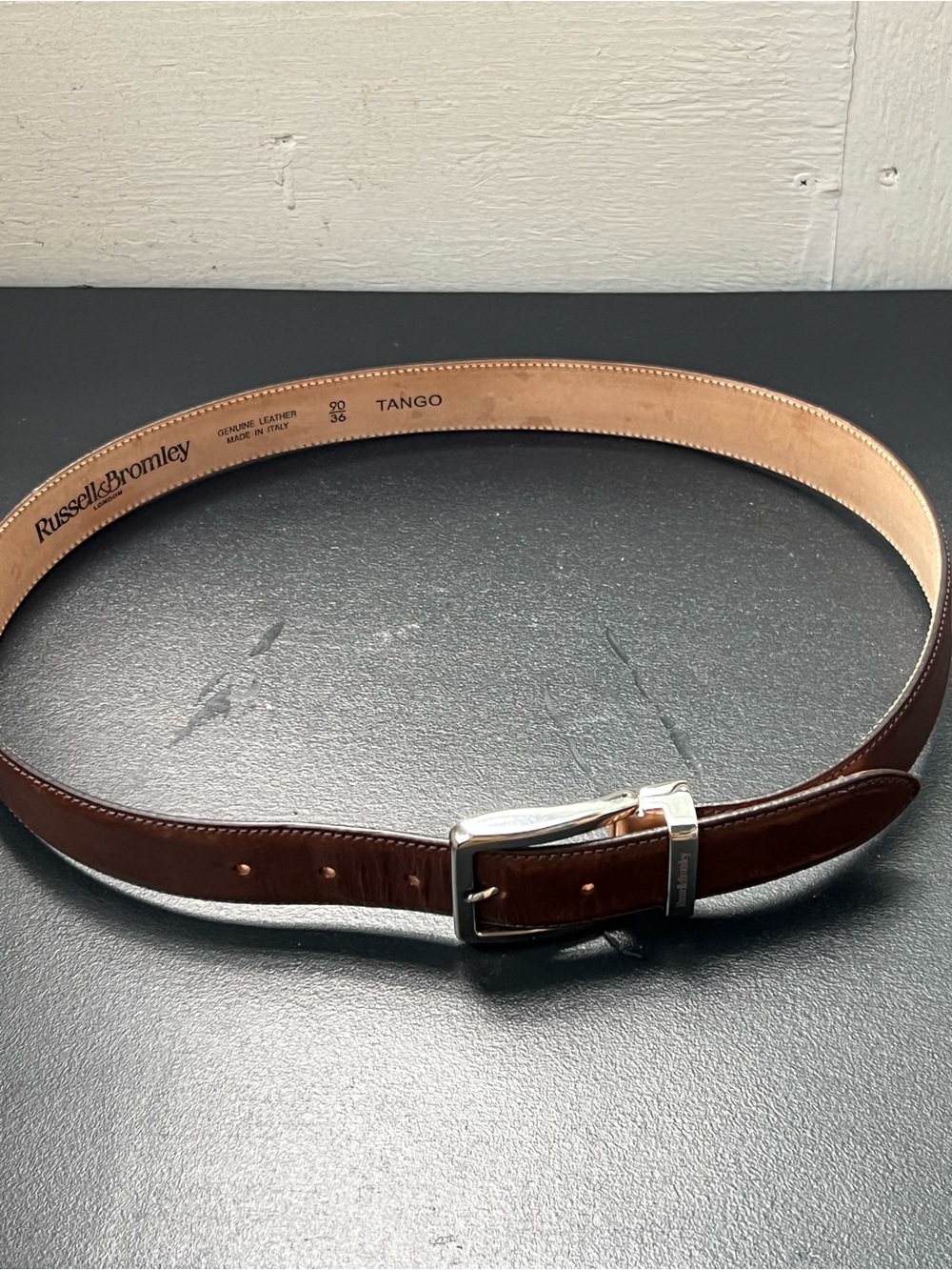 Russell & Bromley Men's Tango Brown Leather Belt